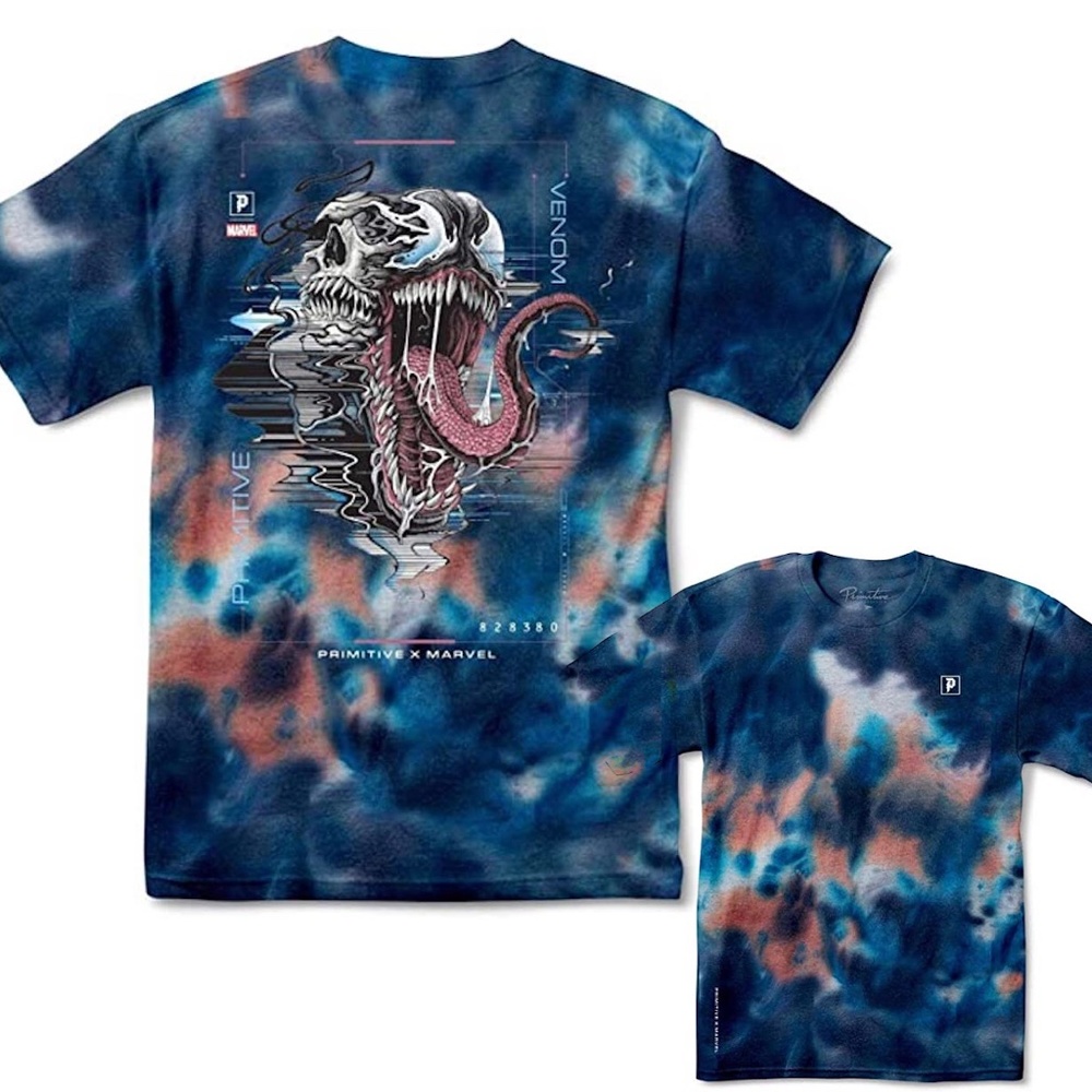 NEW Primitive Men's Venom Washed Short Sleeve T Shirt Blue
